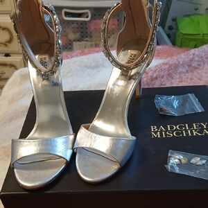 Badgley Mischka Metallic Silver Heels